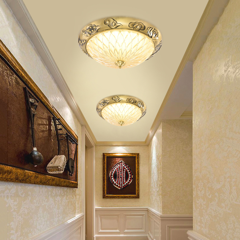 欧式全铜吸顶灯美式客厅卧室别墅水晶吸顶灯阳台过道玄关走廊灯具