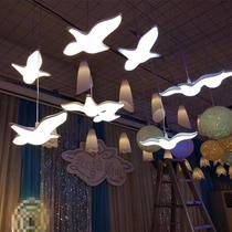 Wedding Props LED Lights Shining Birds Seagull Chandelia Wedding Decorations Backdrop Suspended arrangements Decorative Greeting Lights