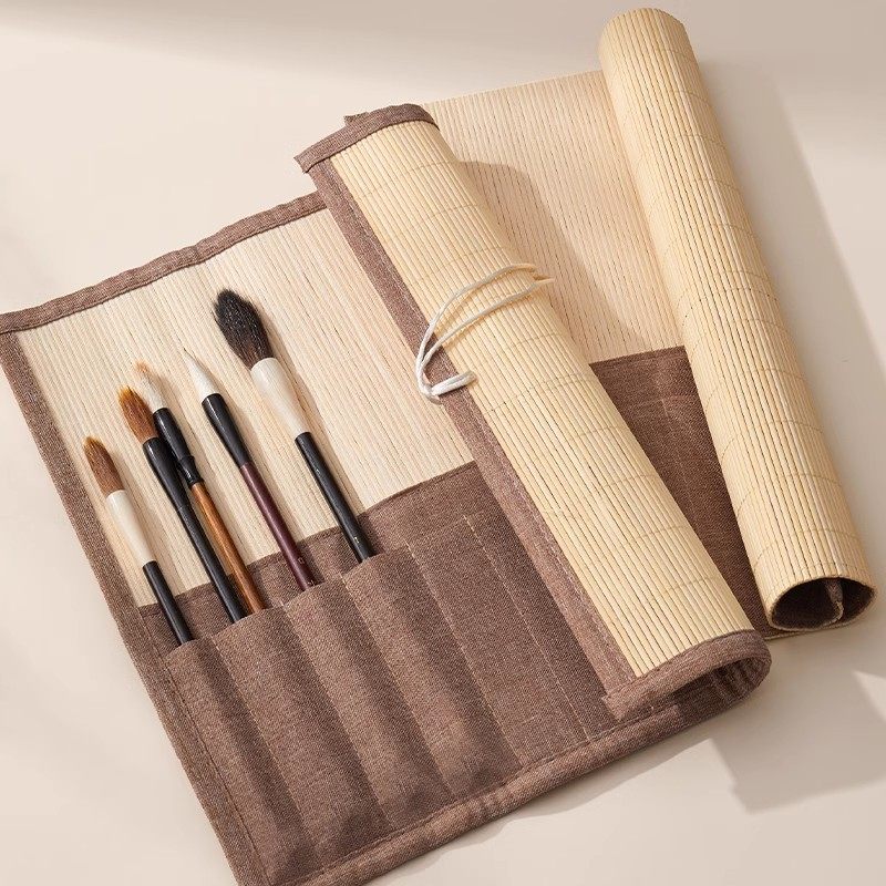 麻布毛笔笔帘便携书法卷竹笔帘学生笔袋毛笔专用国画复古收纳袋卷毛笔的帘子收纳卷帘收纳盒六品堂掌上碑帖,淘宝优惠券,粉丝福利购,淘宝优惠卷