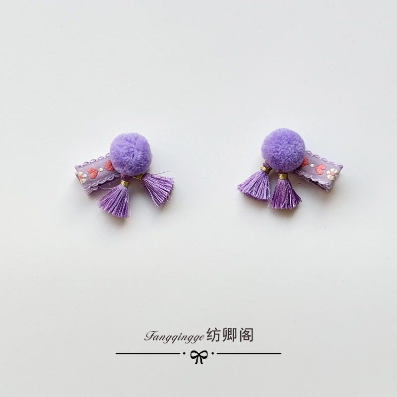 儿童流苏发夹新年小号迷你球球汉服头饰宝宝红色民族风发饰过年,淘宝优惠券,粉丝福利购,淘宝优惠卷