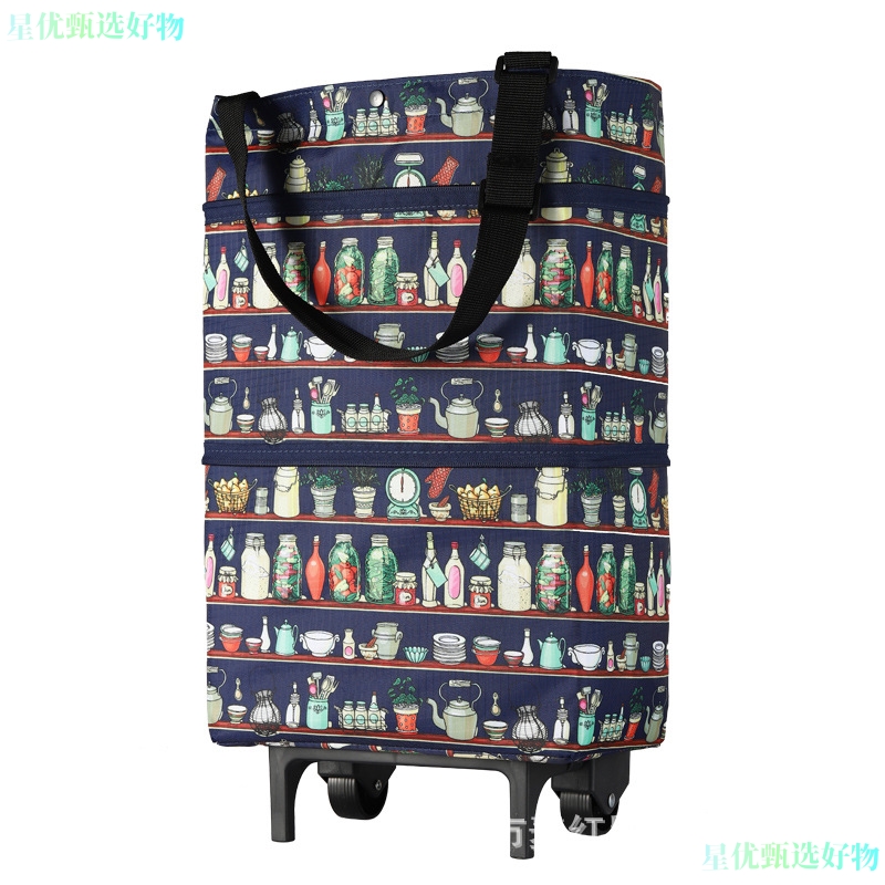 便携式环保买菜包买菜车小拉车超市购物袋家用折叠拖车手拉车带轮 - 图3