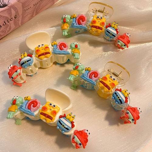 卡通海绵宝宝抓夹女2025新款派大星发夹后脑勺鲨鱼夹发卡夹子头饰 - 图1