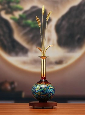 黄铜大麦花瓶摆件穗穗平安家居客厅装饰品乔迁店铺公司开业礼物