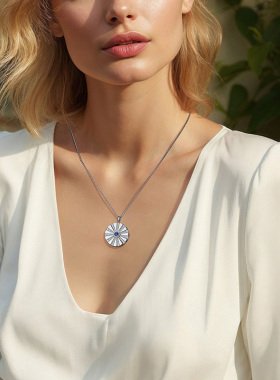 英伦王朝光晕圆牌相片盒项链