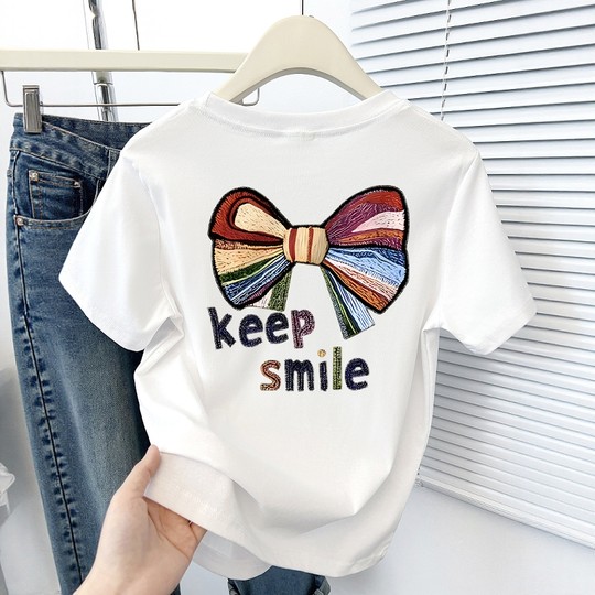 Women's 2025 summer new slim fit inner round neck short blouse