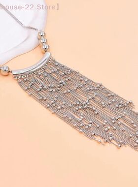 【MAX-22】Alloy Handmade Bead Necklace With Tassel Pendant E