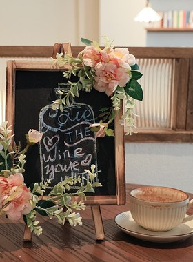 木质小黑板桌面摆件咖啡餐厅奶茶店写字可擦店铺小画板广告展示牌