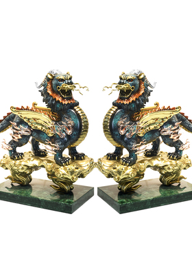 精选全铜貔貅摆件一对纯铜特大号貔恘客厅玄关桌面电视柜装饰开业