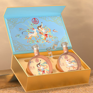 五粮液仙林生态出品 宜品辉煌腾达酒 52度敦煌双支礼盒 500ml*2瓶