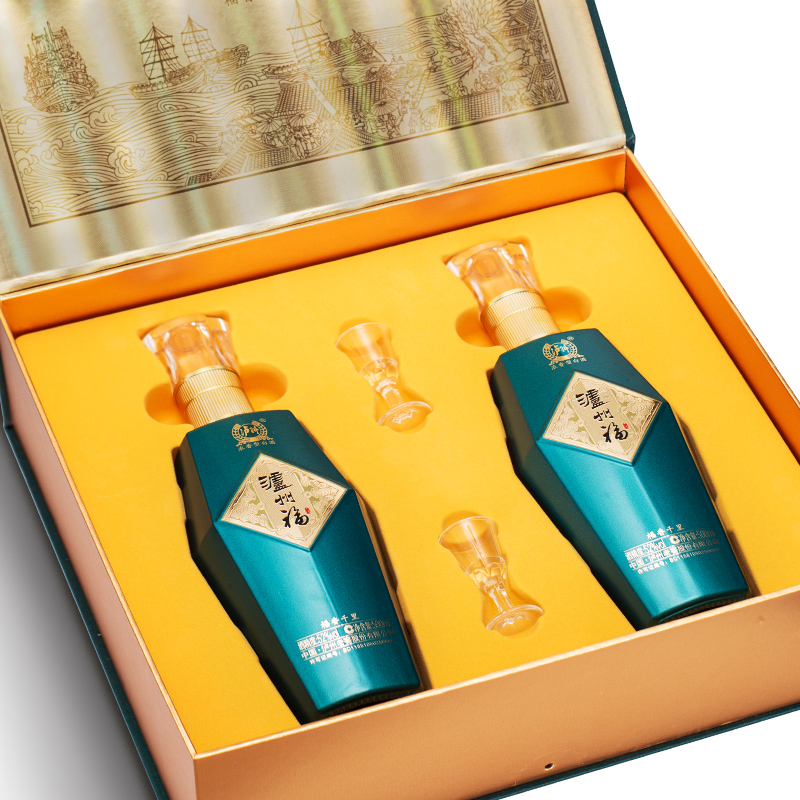 泸州老窖股份出品 福香千里翡翠绿52度浓香型白酒500ml*2瓶礼盒装