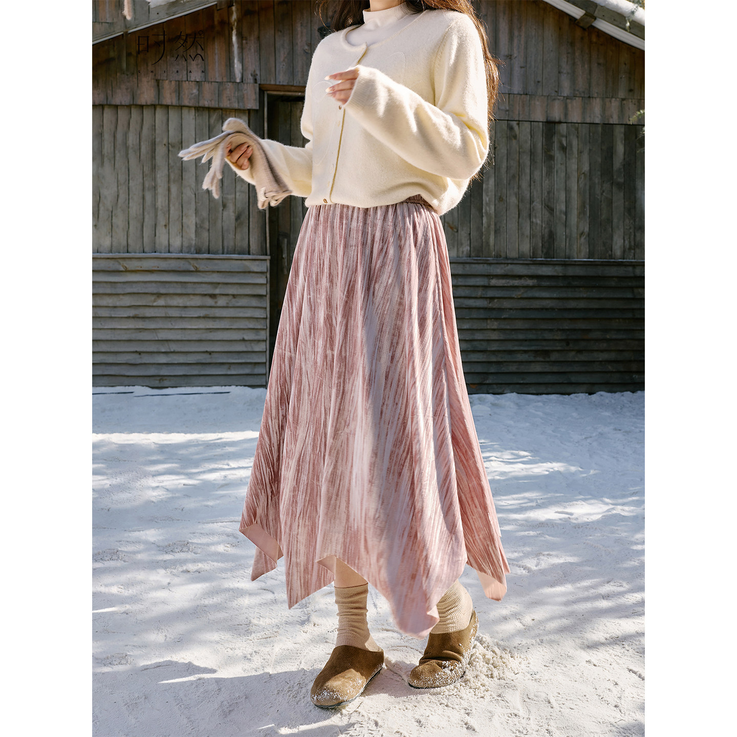 时然大码丝绒半身裙微胖mm冬季加绒裙子韩系女装百褶裙A字裙,淘宝优惠券,粉丝福利购,淘宝优惠卷