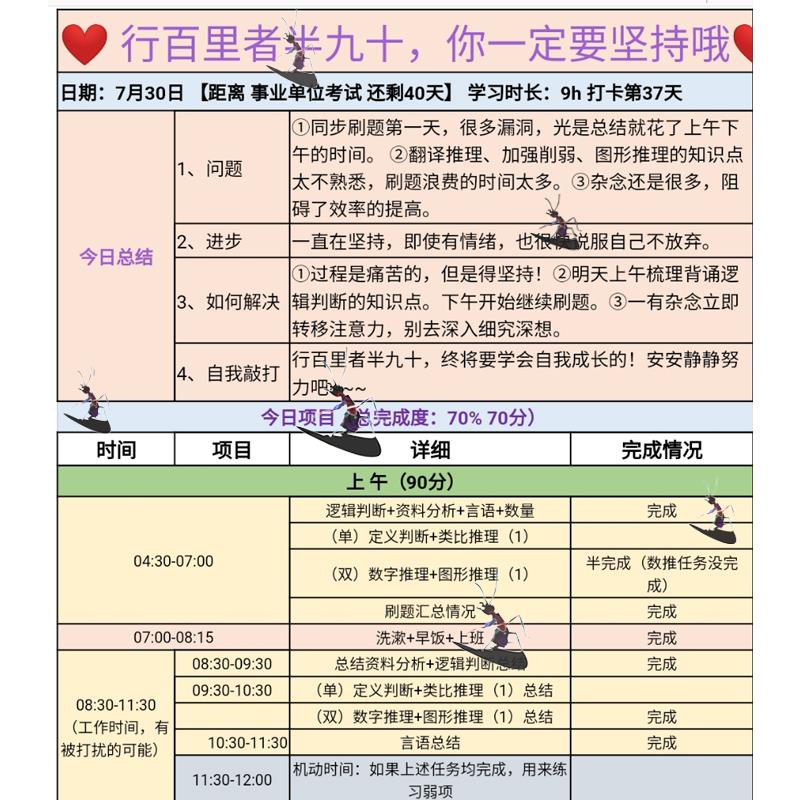 2公考神器100天上岸学习日周计划表格电子版自律打卡行测错题本省-图2