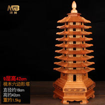 Minban Peach Wood Wenchang Tower Pendulum Piece 13 Floors Home Bookcase Office Bedroom Desk Wood Carving Nine Floors thirteen Floors Wood