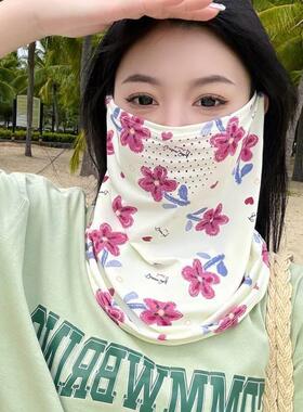 夏季新款骑行防晒冰丝面罩女遮全脸防紫外线口罩开电动车护颈脸罩