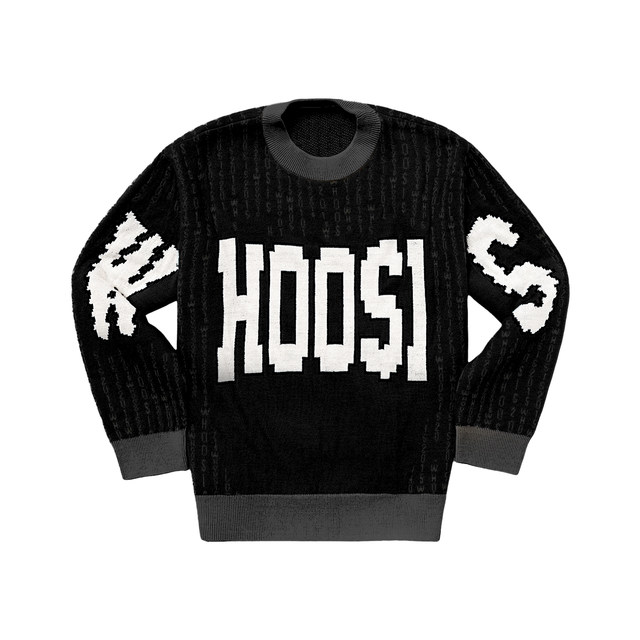 WHOOSIS (not known as it is) pixel logo gradient sweater round neck pullover spring new versatile men