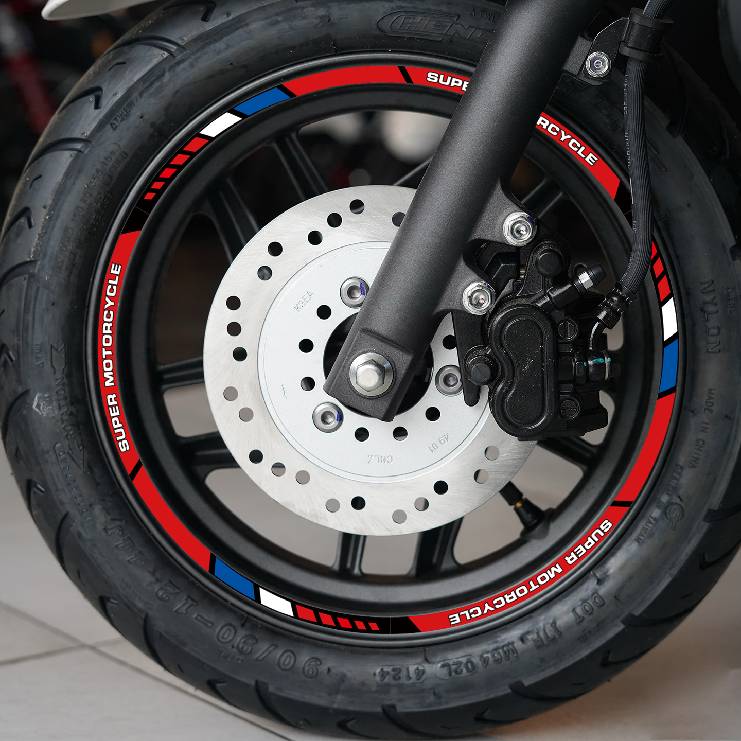 适用于五羊本田摩托车NPF125轮毂贴纸改装贴纸反光防水车胎贴花 - 图0