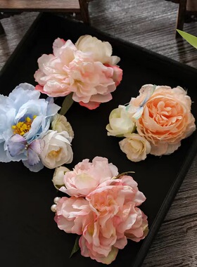 超仙春日仿真绢花发夹高颜值甜美花神朵侧边夹清冷氛围感汉服头饰
