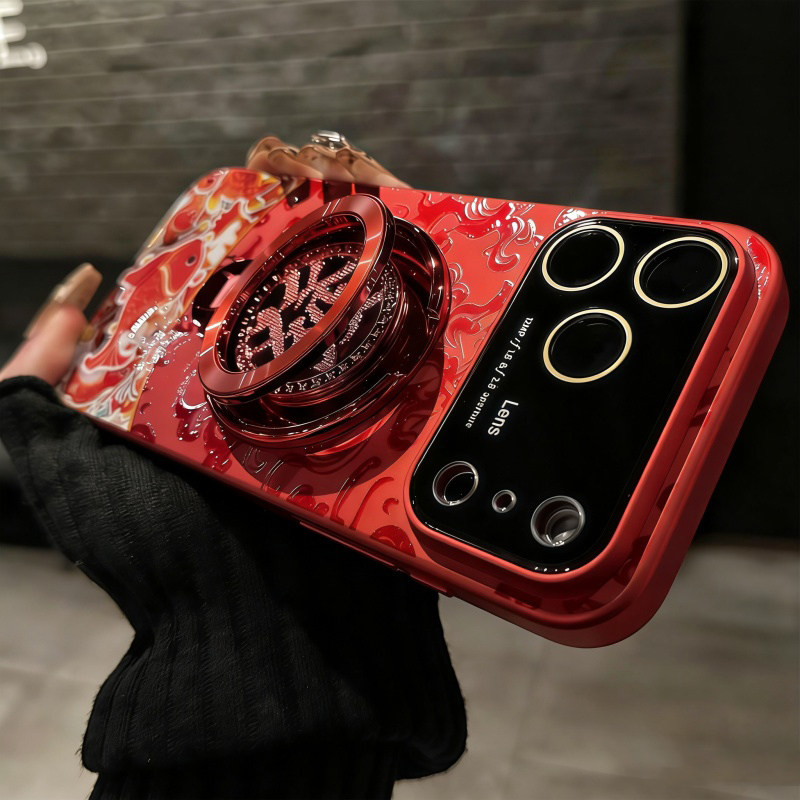 旋转發字陀螺支架壳适用苹果17promax手机壳马年2026新年款红色16pro自带镜头膜全包防摔保护套15/14男女外壳,淘宝优惠券,粉丝福利购,淘宝优惠卷