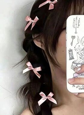 网红甜美红色蝴蝶结小号发夹