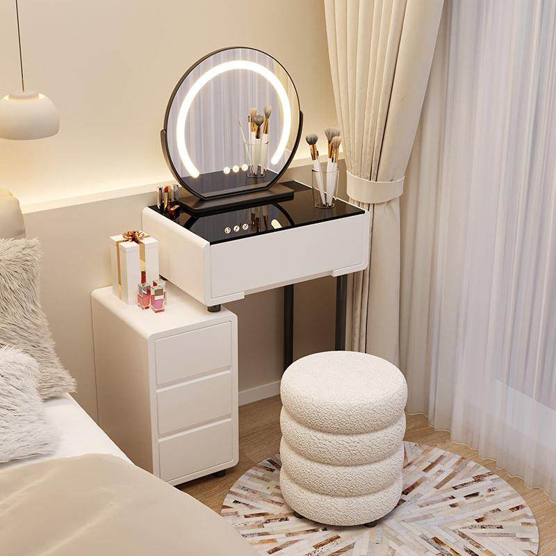 实木梳妆台卧室现代简约小户型迷你奶油风简易化妆桌收纳柜一体具,淘宝优惠券,粉丝福利购,淘宝优惠卷