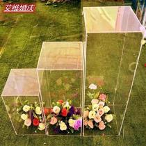 Wedding Celebration Props Crystal Road Leading Wedding Transparent Acrylic Square Column Road Leading Wedding Acrylic Pendulum Window Decoration