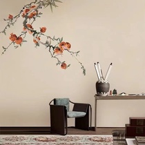 New Chinese Ink Pomegranate Flowers Bird TV Background Wall Paper Book House Environmental Protection Non-woven Fabric Custom Mural Decoration Wall Cloth