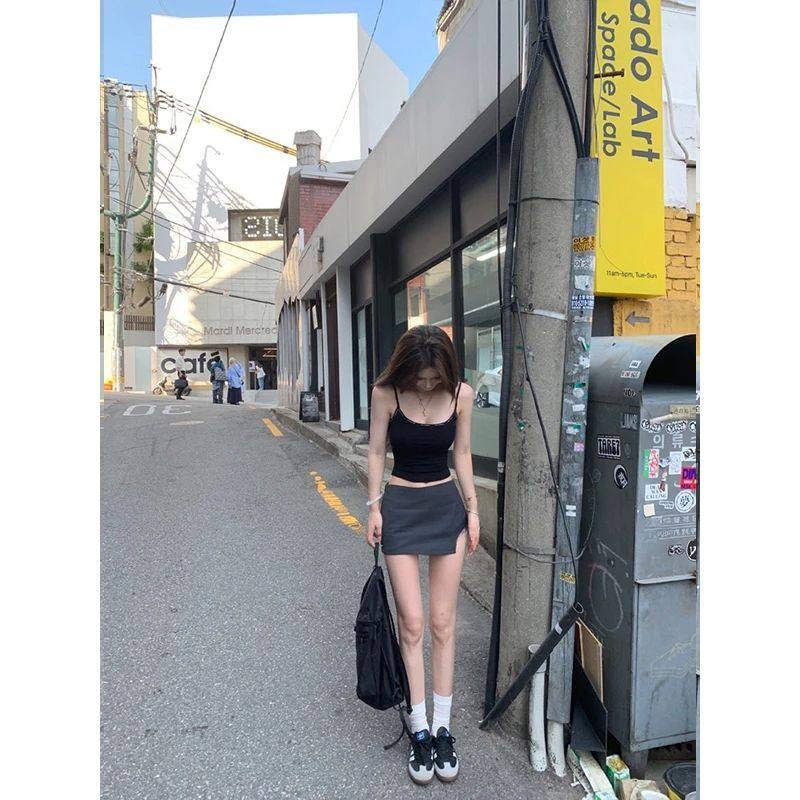 韩风chic一整套纯欲风性感辣妹白色吊带背心上衣女高腰半身裙套装,淘宝优惠券,粉丝福利购,淘宝优惠卷