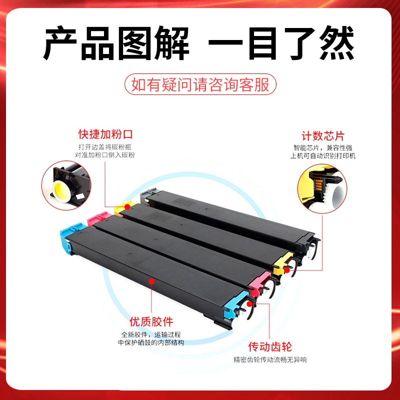 适用光电通T-355C粉盒OEF-MC3550CDN数码复印机MC3550碳粉盒MC3550CDN碳粉T-355C-KB CB YB MB彩色墨粉盒墨盒 - 图2