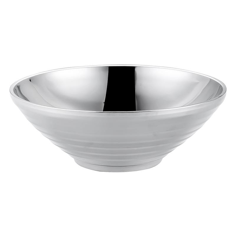 韩式304不锈钢冷面家用碗拌饭碗双层隔热汤碗麻辣烫碗斗笠碗面碗 - 图3