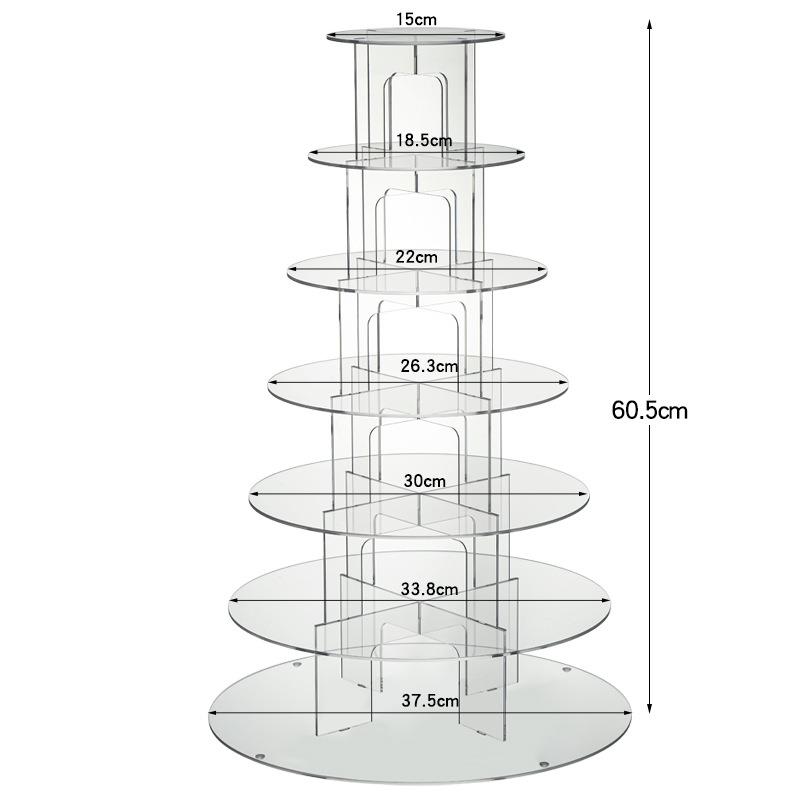 跨境透明蛋糕架子亚克力甜品台展示架生日婚礼摆台圆形多层蛋糕架 - 图3