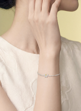 银镶彩锆手链女S925纯银