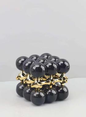 现代简约几何立方体珠点圆球艺术摆件客厅卧室玄关酒店家居装饰品