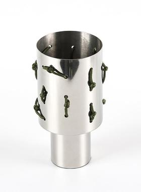 艺术绳结穿梭不锈钢花器摆件酒店样板间售楼部桌面大口径花瓶饰品