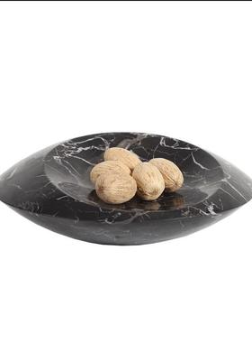 轻奢现代简约天然大理石果盘样板间售楼处玄关装饰柜茶几何摆件