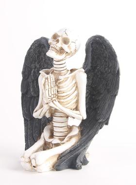 树脂骷髅头工艺品 天使翅膀头骨骷颅头 万圣节礼品摆饰 鬼屋道具