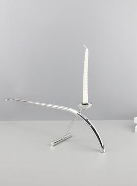 现代简约金属半圆弧形烛台摆件酒店西餐厅餐桌餐厅客厅家居装饰品