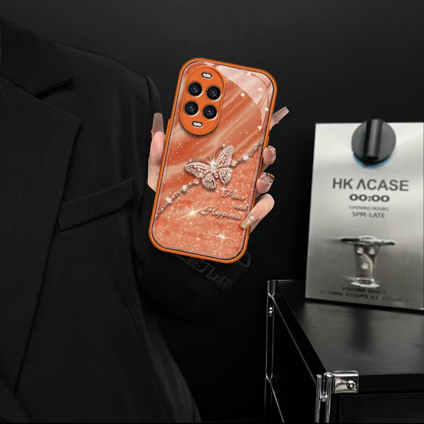 ins风星宇橙色水晶蝴蝶适用华为nova14pro手机壳新款高级感nova13/12pro网红爆款手机壳nova11防摔外壳保护套 - 图1