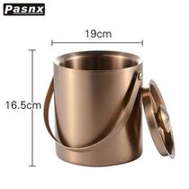 Bar Special Stainless Steel Hand Beer Red Wine Small Ice Bucket Ice Cubes Champagne Barrel With Lid With Ice Clip Commercial