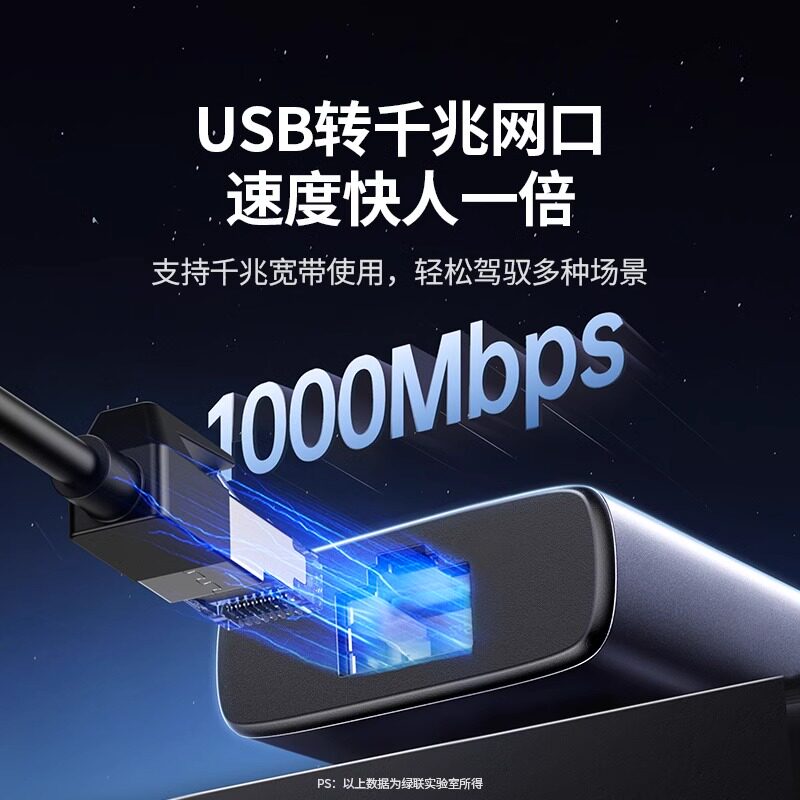 绿联网线转接口usb转以太网口转换器扩展坞连接千兆有线网卡拓展网络宽带typec接头台式机笔记本电脑手机NAS