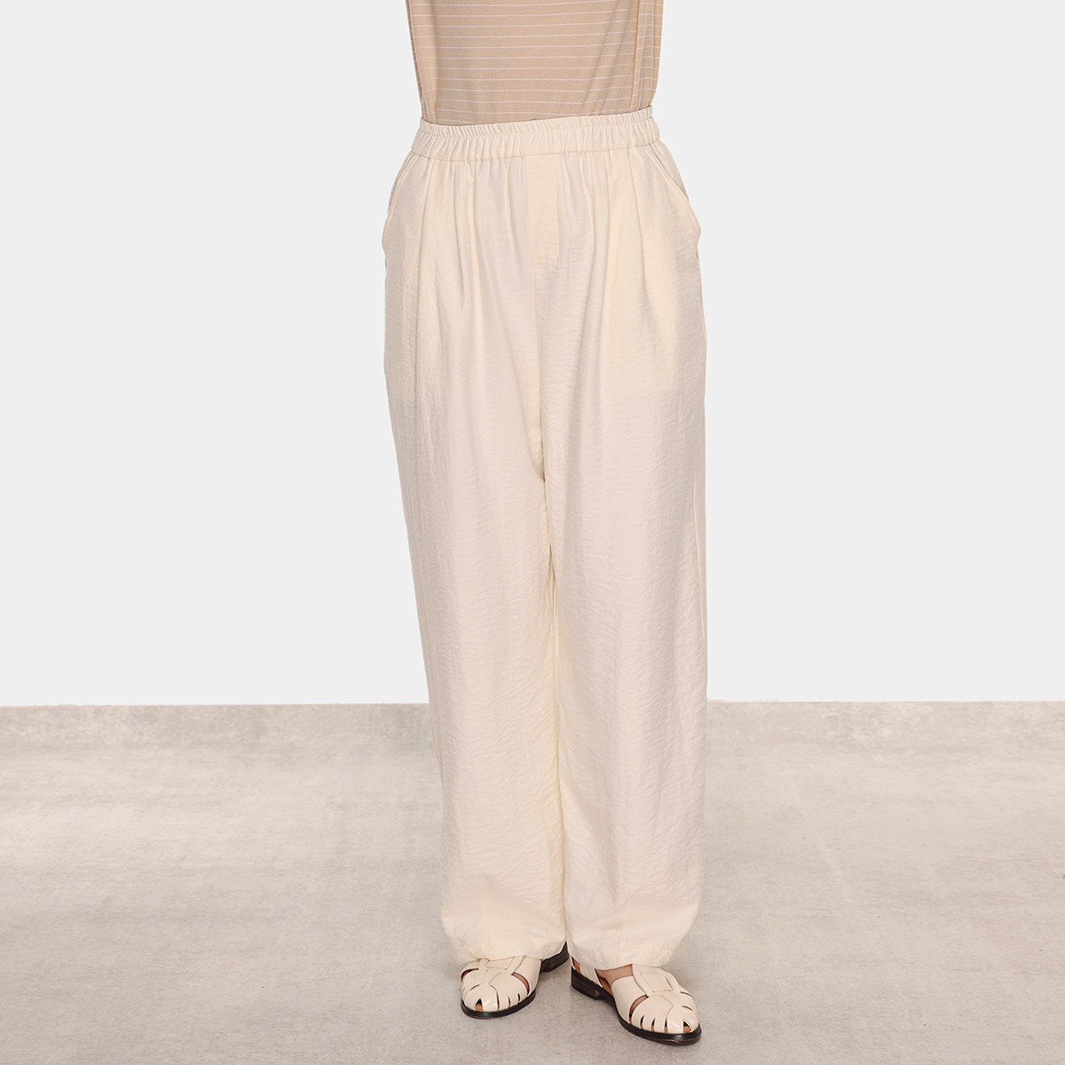 ROSEPLUS米白色休闲运动直筒阔腿裤女夏季薄款大码宽松垂感长裤子,淘宝优惠券,粉丝福利购,淘宝优惠卷