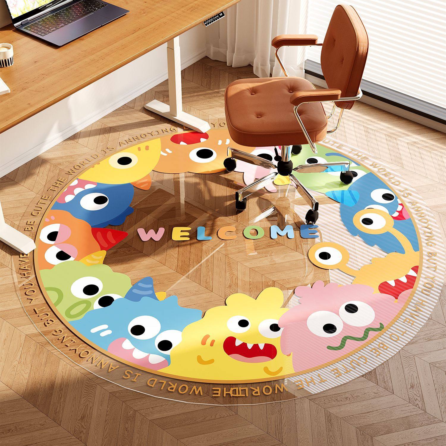 多巴胺动漫卡通椅子地垫滑轮座椅转椅垫子透明圆形地毯保护膜防滑,淘宝优惠券,粉丝福利购,淘宝优惠卷