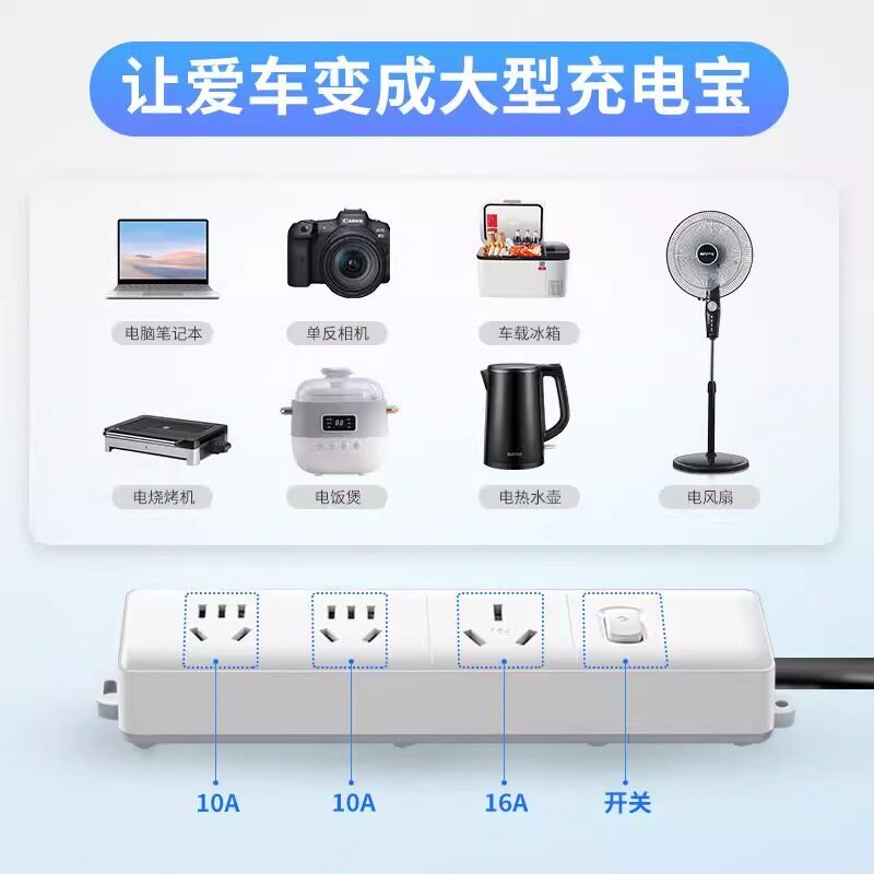适用于赛力斯问界M5/M7/M9蓝电E5/E3新能源外放电枪插排座转接插