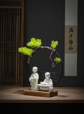 中式禅意读书郎创意装饰品家居摆件书房办公室玄关桌面客厅图书馆