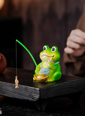 创意可爱刺猬钓鱼装饰鱼缸造景流水摆件树脂动物工艺品办公桌摆设