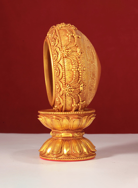 树脂释迦牟尼钵八吉祥浮雕花钵碗藏式用品佛钵菩萨摆件静心水果钵