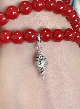 海螺吊坠迷你藏银念珠卡子吊坠