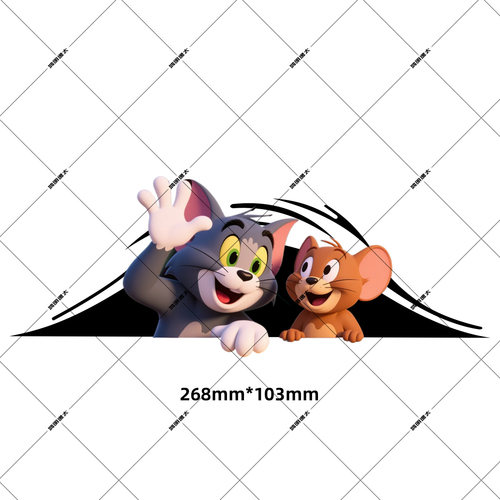 适用于猫和老鼠卡通车贴车身后玻璃装饰贴狐狸和兔子划痕遮挡贴纸 - 图3