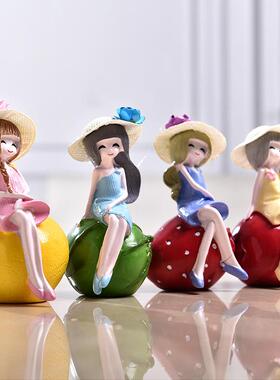 少女心创意时尚卡通水果姑娘蛋糕装饰树脂摆件闺蜜女朋友生日礼物