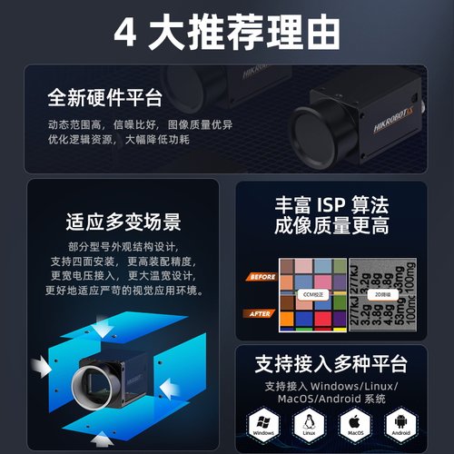海康机器人全局彩色相机黑白高速千兆网口500万MV-CS050-10GM/GC - 图1