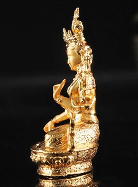 速发藏传佛具白品合金电用金镀度母小佛像白度母